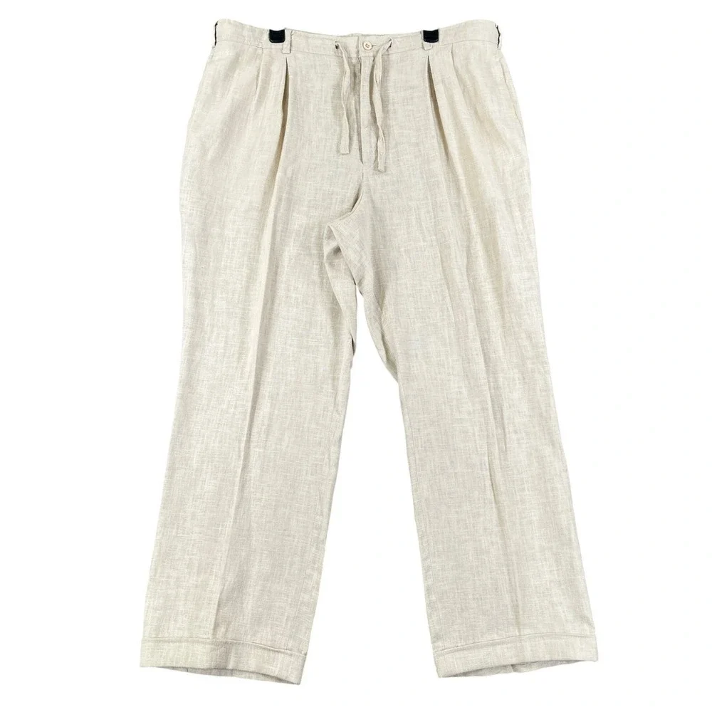 Successo Uomo By Phita Drawstring 100% Linen Trousers Men 42x30 Beach Casual